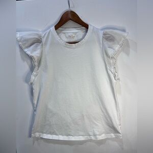 Kate Spade White Ruffle Sleeve Tank Top